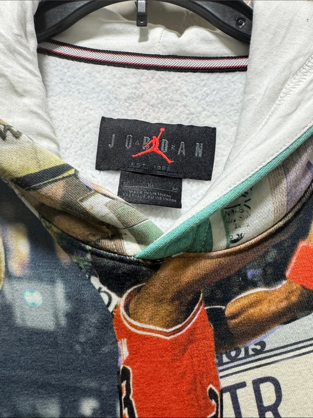 Jordan Jumpman Over Print Pullover Hoodie Size Medium Basketball Sweatshirt - Picture 2 of 7